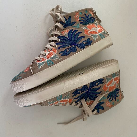 Rebecca Minkoff Zaina Womens‎ Embroidered Suede Sneaker Hi Top Size 10M Floral - Picture 7 of 12